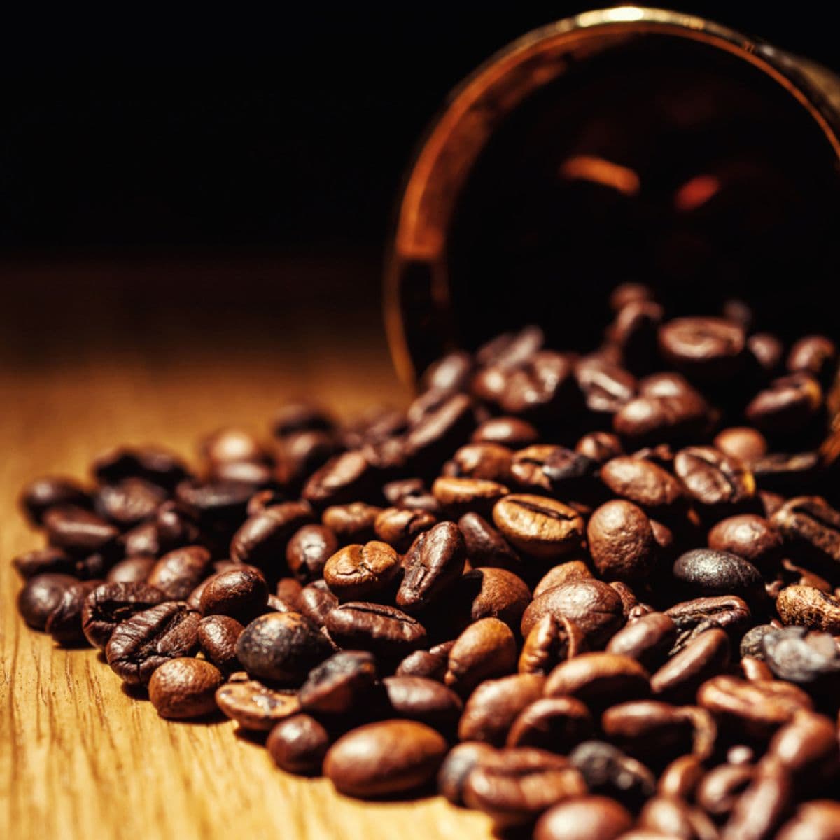 Cup of roasted firewalker coffee beans