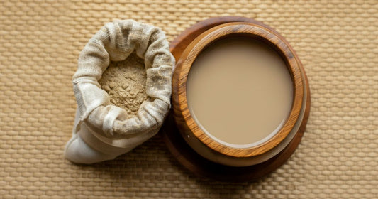 Traditional kava preparation with medium-grind kava and a bowl of prepared kava drink
