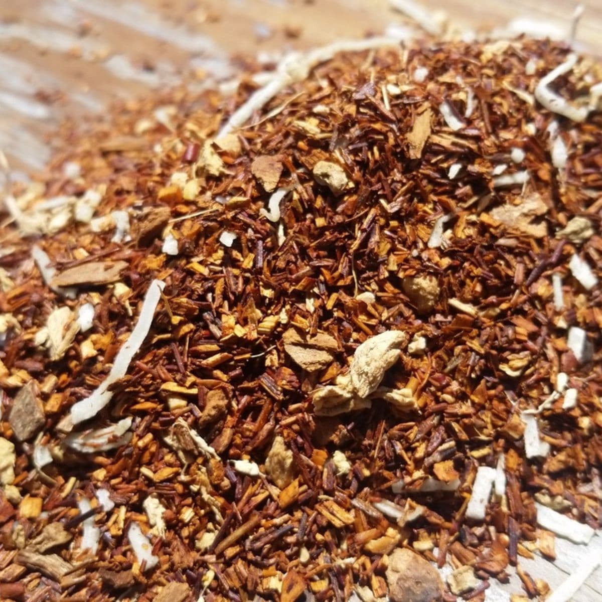 Yum Cha rooibos coconut chai tea blend with warm spices and coconut notes